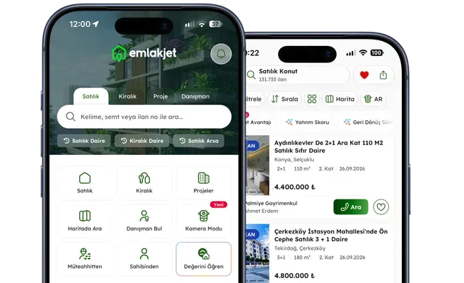 Emlakjet mobil uygulaması ekran görüntüleri